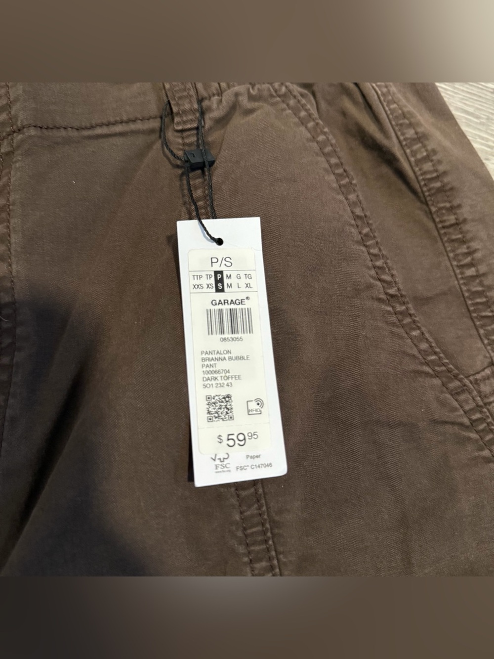 Brianna Bubble Pant Size Small Color Brown - Picture 2 of 4